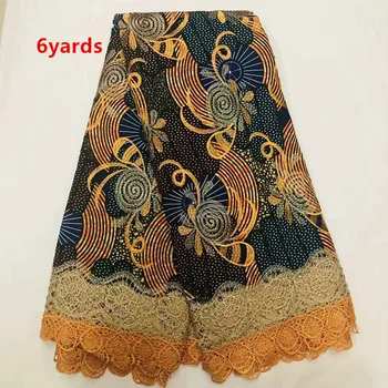 

6yards Newcoming fashion WAX cloth lace fabric good quality wax cloth lace big lace for nigerian women dress JFOC201