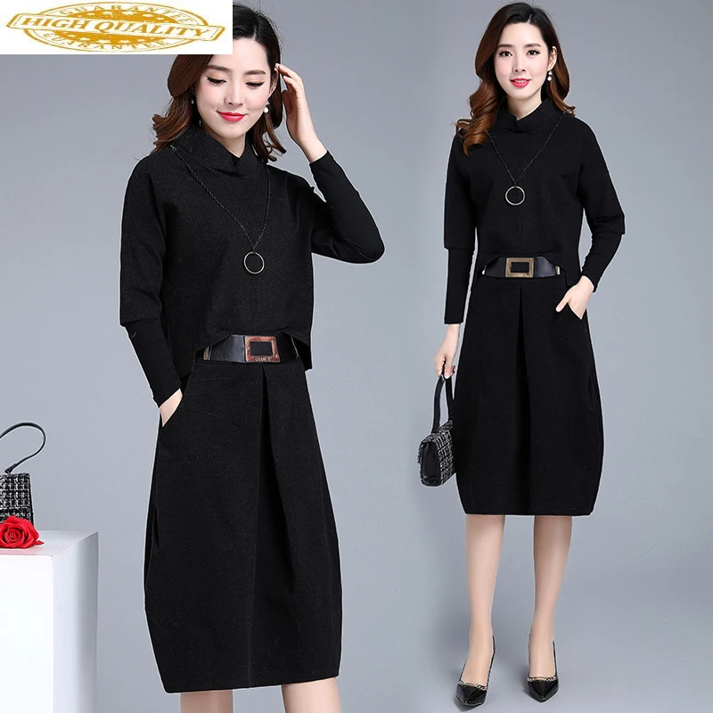 

Spring Autumn Dress for Women Clothes 2020 Two Piece Set Ladies Dresses Office Black Dress Elegant Plus Size Dresses MY2329