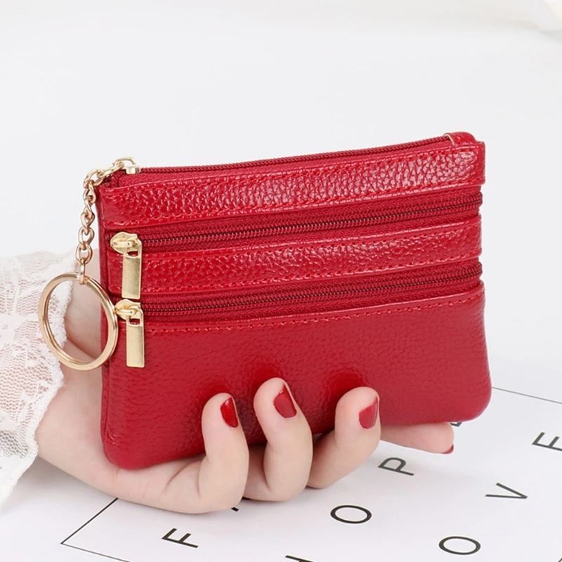 PU Leather Small Coin Purse Casual Wallet Coin Money Credit Card Key Holder Zipper Bag For Women Girl