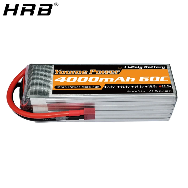 

Youme 22.2V Lipo 6S Battery 4000mah XT60 EC5 EC3 XT90 TRX T Deans 60C For Helicopter Airplanes Buggy 4WD Car Truck Boat RC Parts