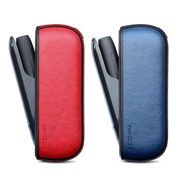 

2 Pcs Electronic Cigarette Accessories Decorative Protection Cover for Iqos3.0 Leather Case for Iqo Pod Vape, Red & Blue