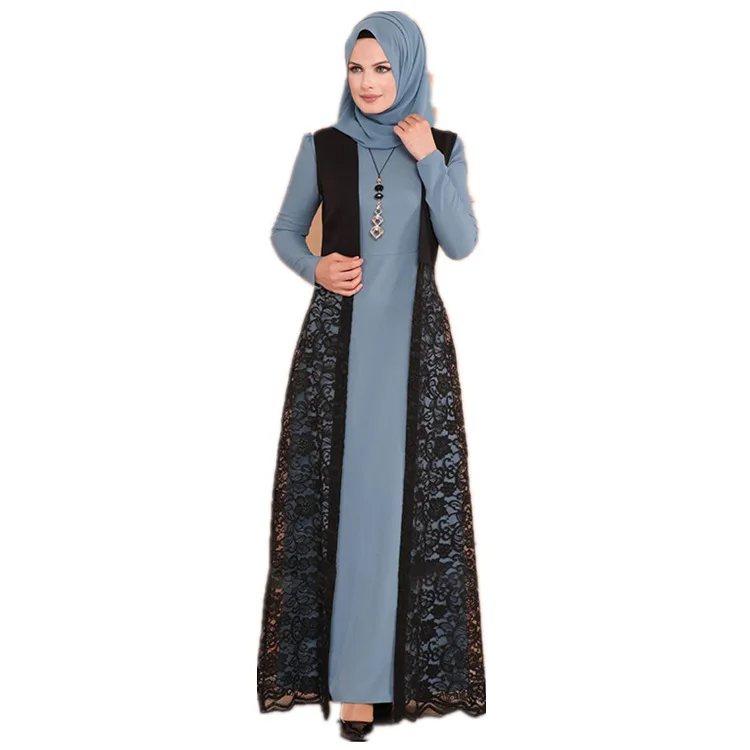 WEPBEL мусульманское женское платье abaya кружево, широкие рукава Цветочный Цветок Лето полиэстер Тонкая Повседневная Мода Новые Длинные Макси платья