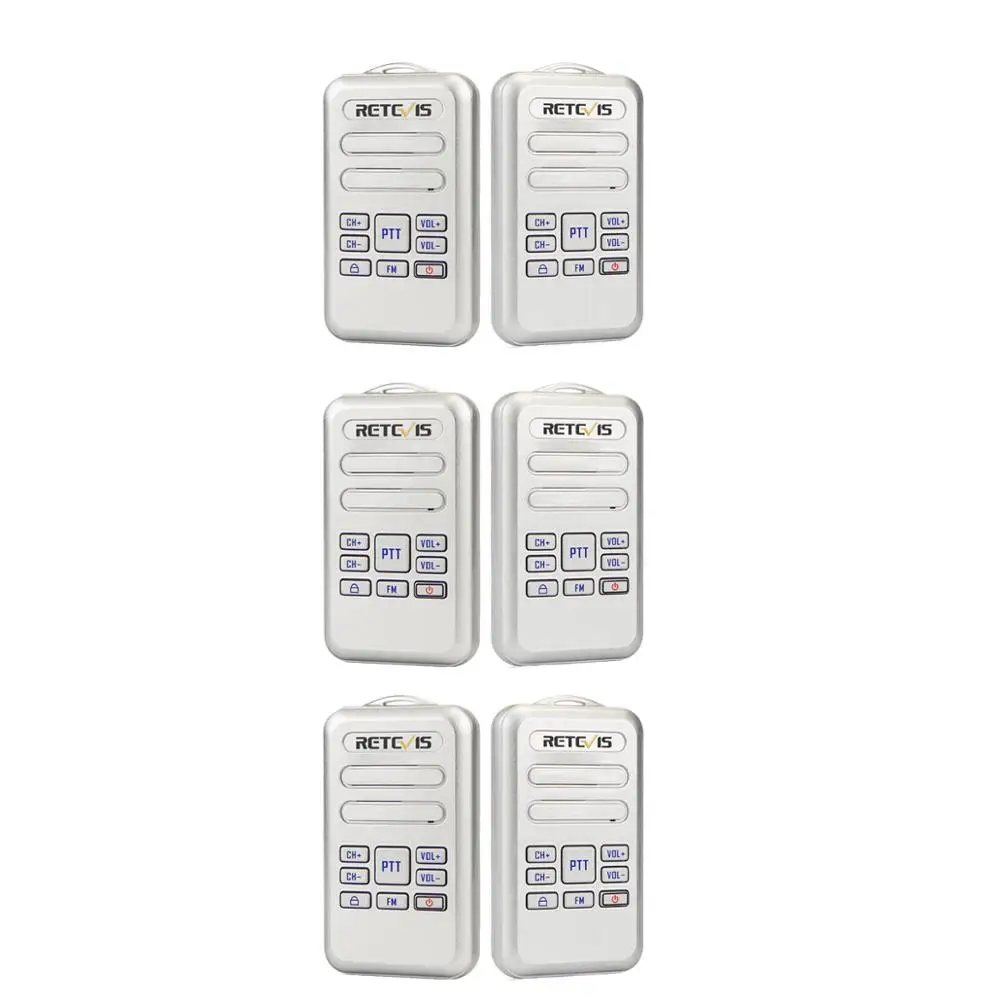 without earphone 6 шт. RETEVIS RT20 мини рация 2 Вт UHF 400-470 МГц FM 16CH бизнес двухстороннее радио портативный приемопередатчик VOX TOT Comunicador - Цвет: without earphone