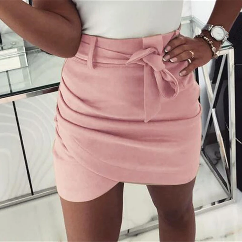 Асимметричные юбки с поясом, женские облегающие осенние юбки, новинка, сексуальная уличная одежда, высокая талия, бандажные короткие юбки для женщин