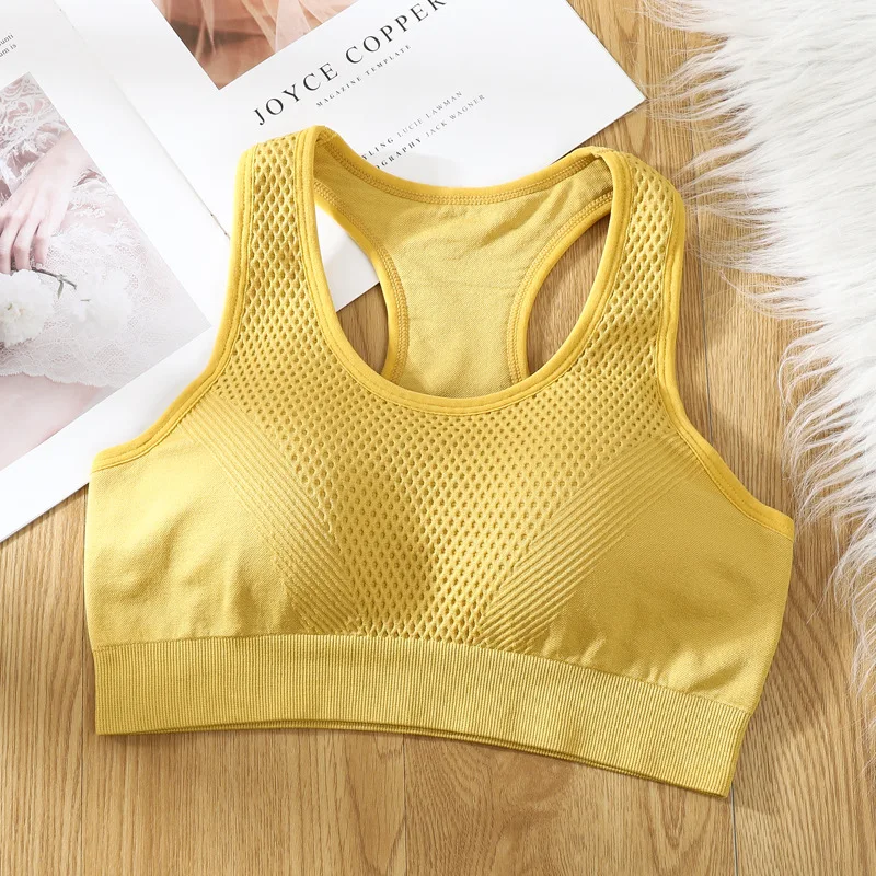 Sport Bh Comfy Fitness Brassiere Girls Sport Bras Women Wireless Seamless  Yellow Sports Bra Training Workout Gym Mesh Top Yoga - AliExpress