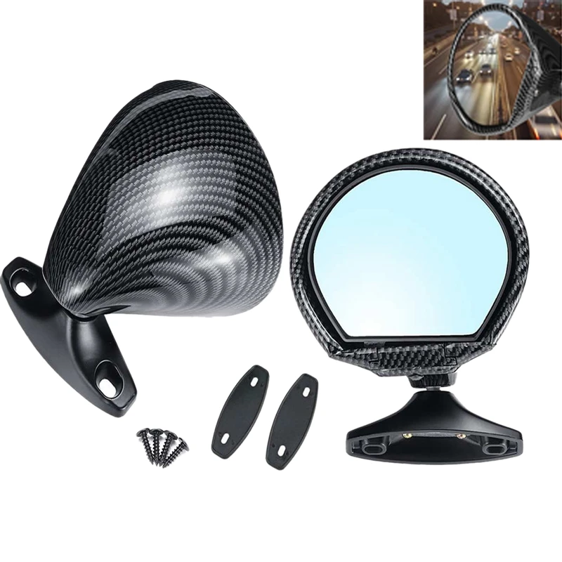 

2Pcs Car Universal California Style Rearview ABS Carbon Fiber Color Door Wing Side Mirror Rearview