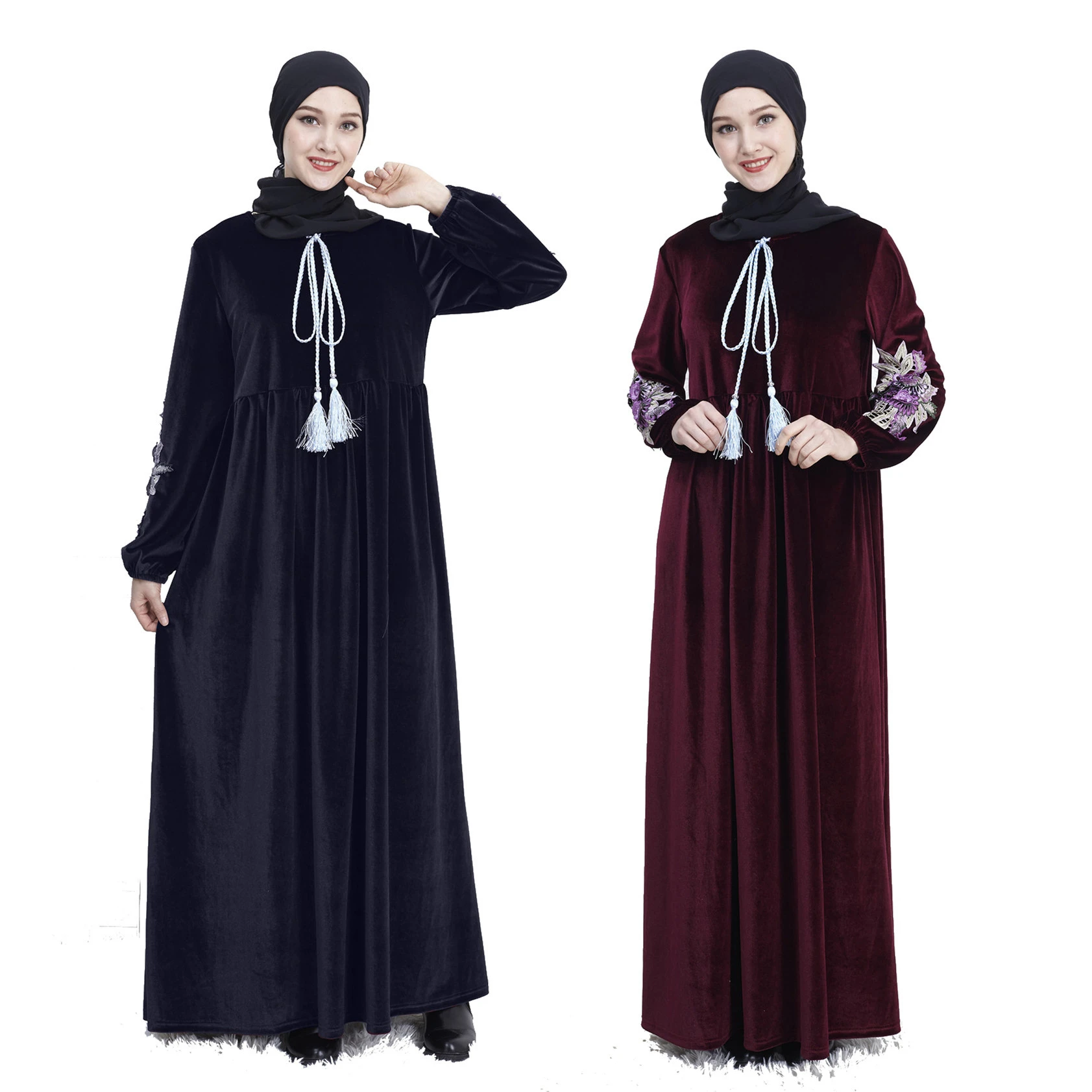 Women Muslim Loose Abaya Long Sleeve Kaftan Islamic Arab Jilbab Maxi Dress Robe