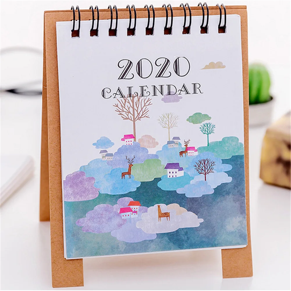 1PC Cute Cartoon Flamingo Desktop Calendar Mini Daily Schedule Table Planner Yearly Agenda Organizer School Office Supplies - Цвет: E