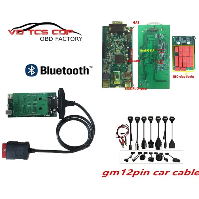 VD TCS CDP для VD DS150E CDP Plus V3.0 печатная плата gm12pin Автомобильный Кабель Bluetooth Автомобильный сканер Инструменты для сканирования диагностический набор инструментов