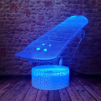 

Funny 3D Illusion LED Desk Nightlight Colorful Changing Sleeping Light Flash Skateboard Lovely Model Toys