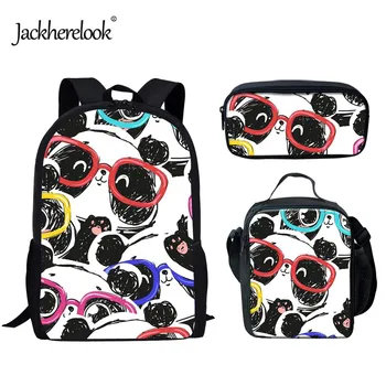 

Jackherelook 3D Funny Panda Pattern School Bags for Boys Girls Fashion 3pcs/Set Schoolbag Student School Shoulder Bags Backpack