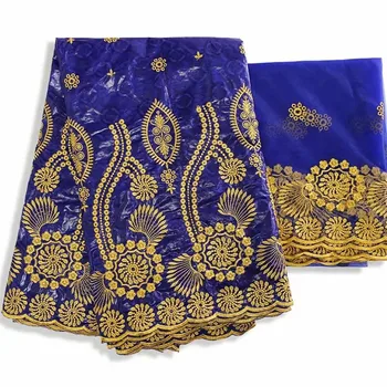 

2020 New arrival Stone african Bazin riche fabric with embroidery lace / riche dress material Nigerian KY032725