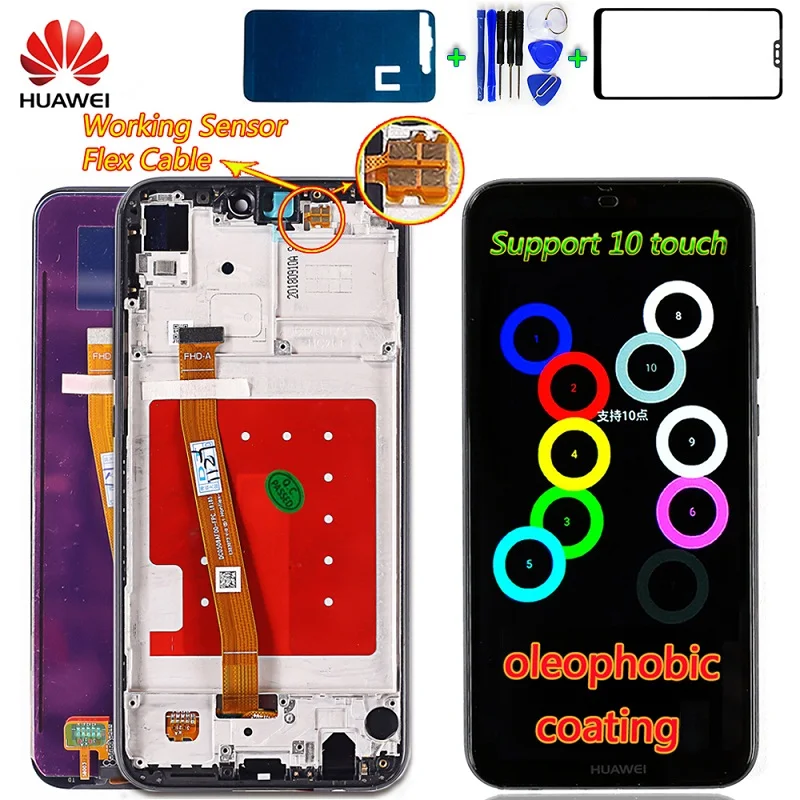 

Huawei P20 Lite LCD Display 5.84 inch Frame vancca2 Touch Screen with 10-Point touch function 2280*1080 For Huawei Nova 3E LCD