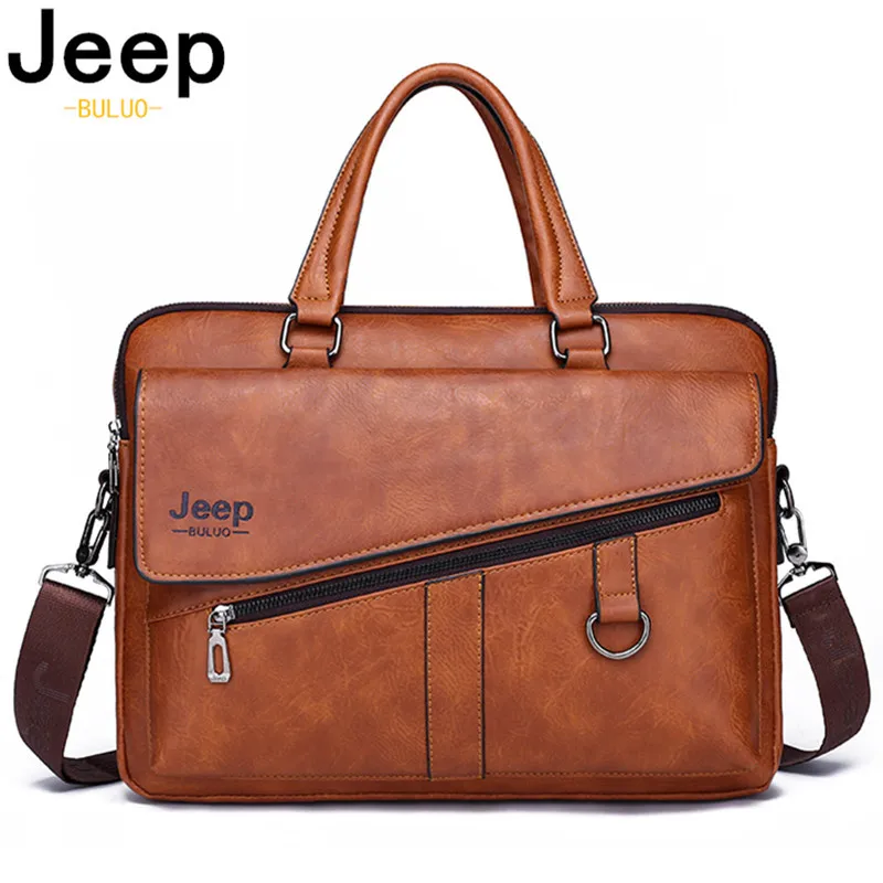 Портфель JEEP BULUO мужской из спилковой кожи сумка для ноутбука 14 дюймов винтажная