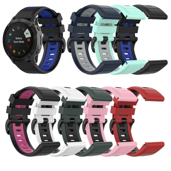 

26mm Silicone Two-colors Watchband Wristwatch Band Strap for Garmin fenix 6X 5X Series Watch for Garmin D2 Bravo Accessories