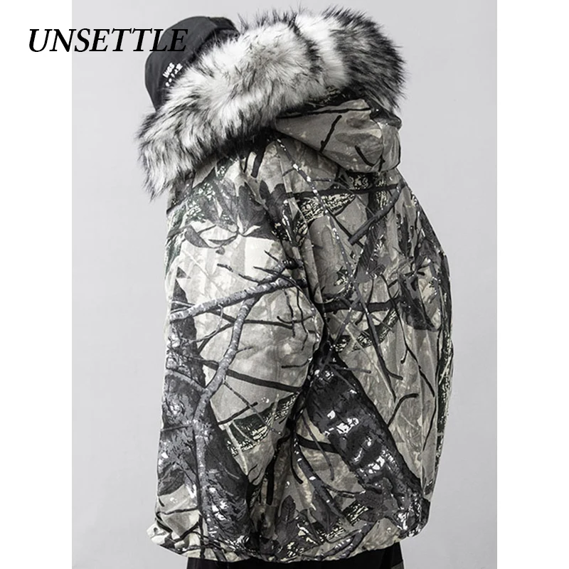 UNSETTLE AW мужские/женские зимние куртки Плотная верхняя одежда пальто с меховым воротником Японская уличная одежда верхняя одежда