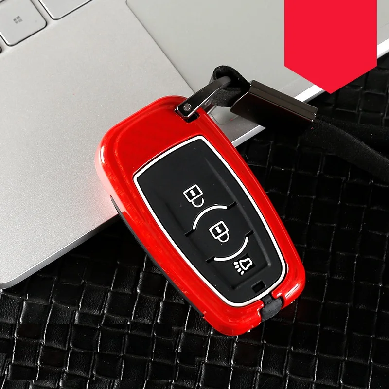 C carbon red Углеродное волокно сплав+ силиконовый Автомобильный Дистанционный корпус умного ключа Fob Крышка для Great wall HAVAL H6 Coupe H7 H9 H1 H2 Key - Название цвета: C carbon red