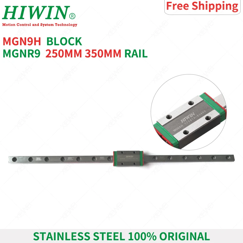 Prezzo HIWIN In Acciaio Inox MGN9 150 millimetri 250 millimetri 350 millimetri guida di guida lineare con blocchi di scorrimento Carrozze MGN9H MGN9 Serie per 3D Stampante