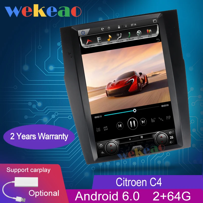 Wekeao вертикальный экран Tesla стиль 12,1 ''Android автомобильный Радио gps навигация для Citroen C4 C4L DS4 dvd-плеер автомобиля 2011