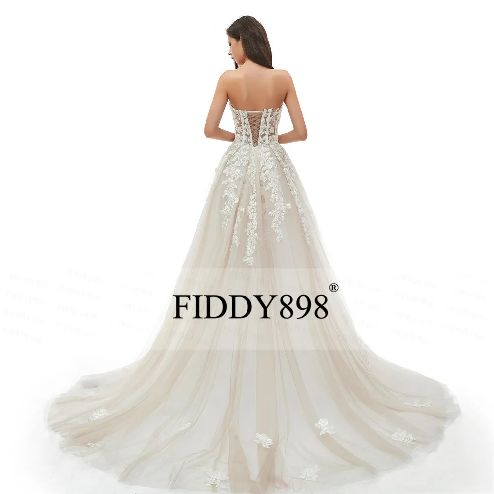 Boho Wedding Dress Long Strapless Tulle A-Line Crystal Pearls Beaded Lace Bridal Gown Beach Wedding Gown Vestido de Novia 2020 Boho Wedding Dress Long Strapless Tulle A-Line Crystal Pearls Beaded Lace Bridal Gown Beach Wedding Gown Vestido de Novia 2020