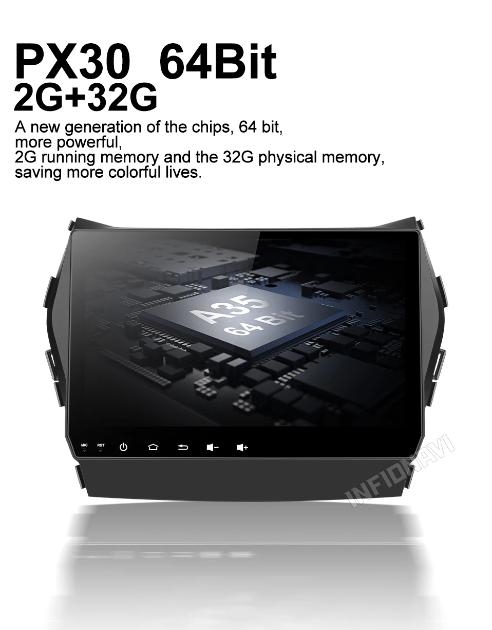 Top INFIDNAVI PX30 Android 9.0 car dvd 2+32G gps video radio player for Hyundai IX45 Santa Fe 2013/2014/2015 car 2