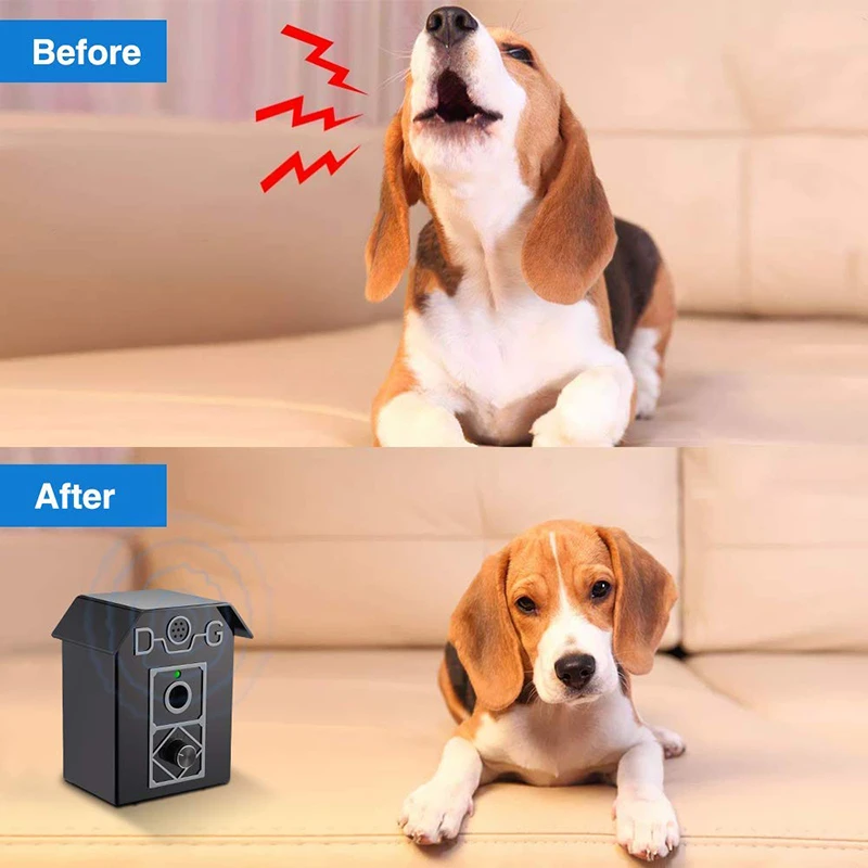 自動吠え防止装置、屋内犬の吠え防止樹皮ボックス安全な抑止力、4つの調整可能な超音波レベル制御を備えた犬の吠え制御装置 (Silver) - 1