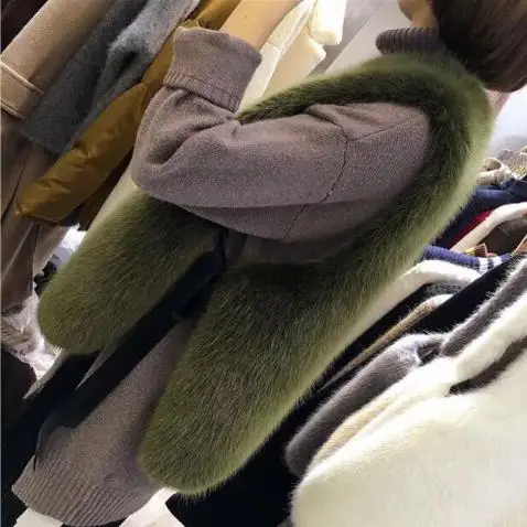 Manteau femme hiver женские пальто из искусственного меха искусственный Лисий мех женский жилет без рукавов зимняя верхняя одежда винтажные жилеты M877