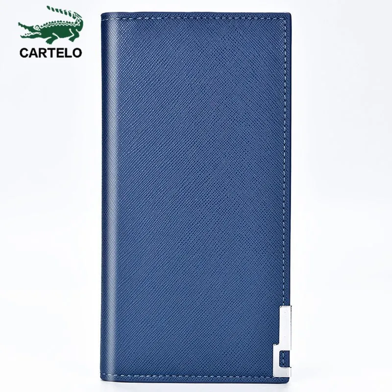 

CARTELO 2020 Creative new men's wallet long section Korean version of the soft leather wallet cross pattern ultra-thin wallet