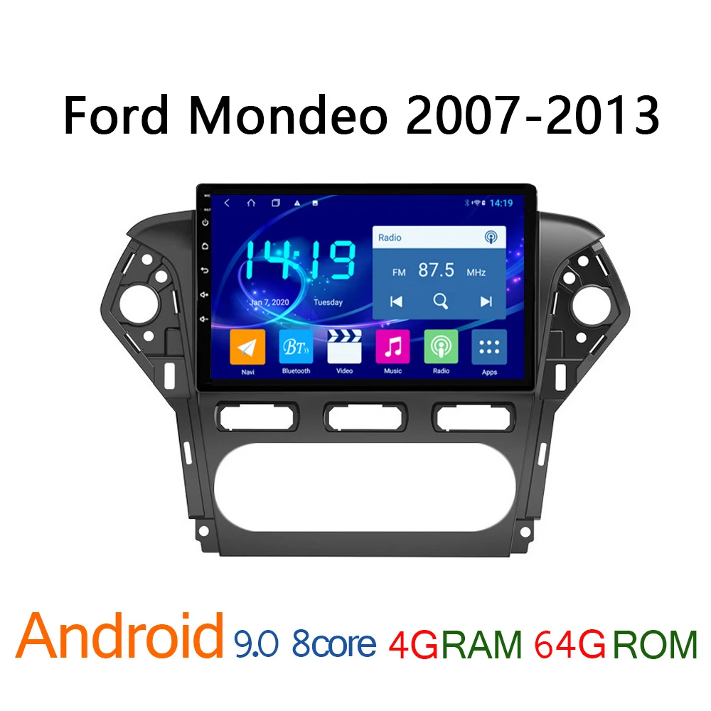 Автомагнитола для Ford Mondeo 2007-2013 4 + 64 ГБ IPS android 8 ядер DVD мультимедиа GPS-навигатор авто