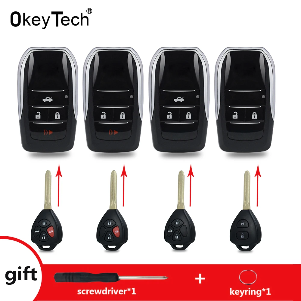 Okeytech 2/3/4 пуговицы Flip модифицированный дистанционный ключ для автомобиля в виде