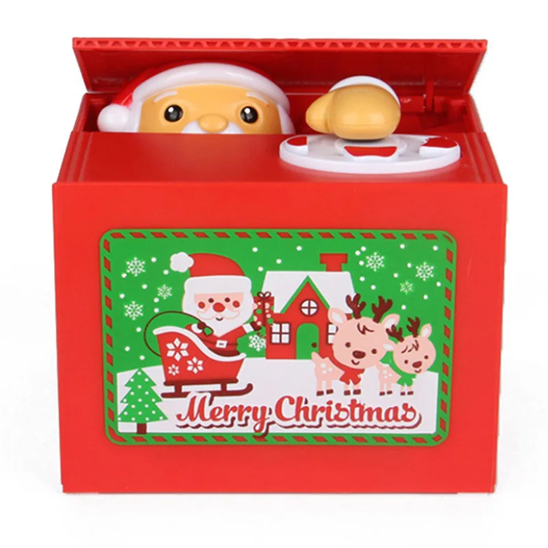 Рождественская Копилка Санта кража монета копилка банка для хранения монет Xmas NSV775 - Цвет: Красный