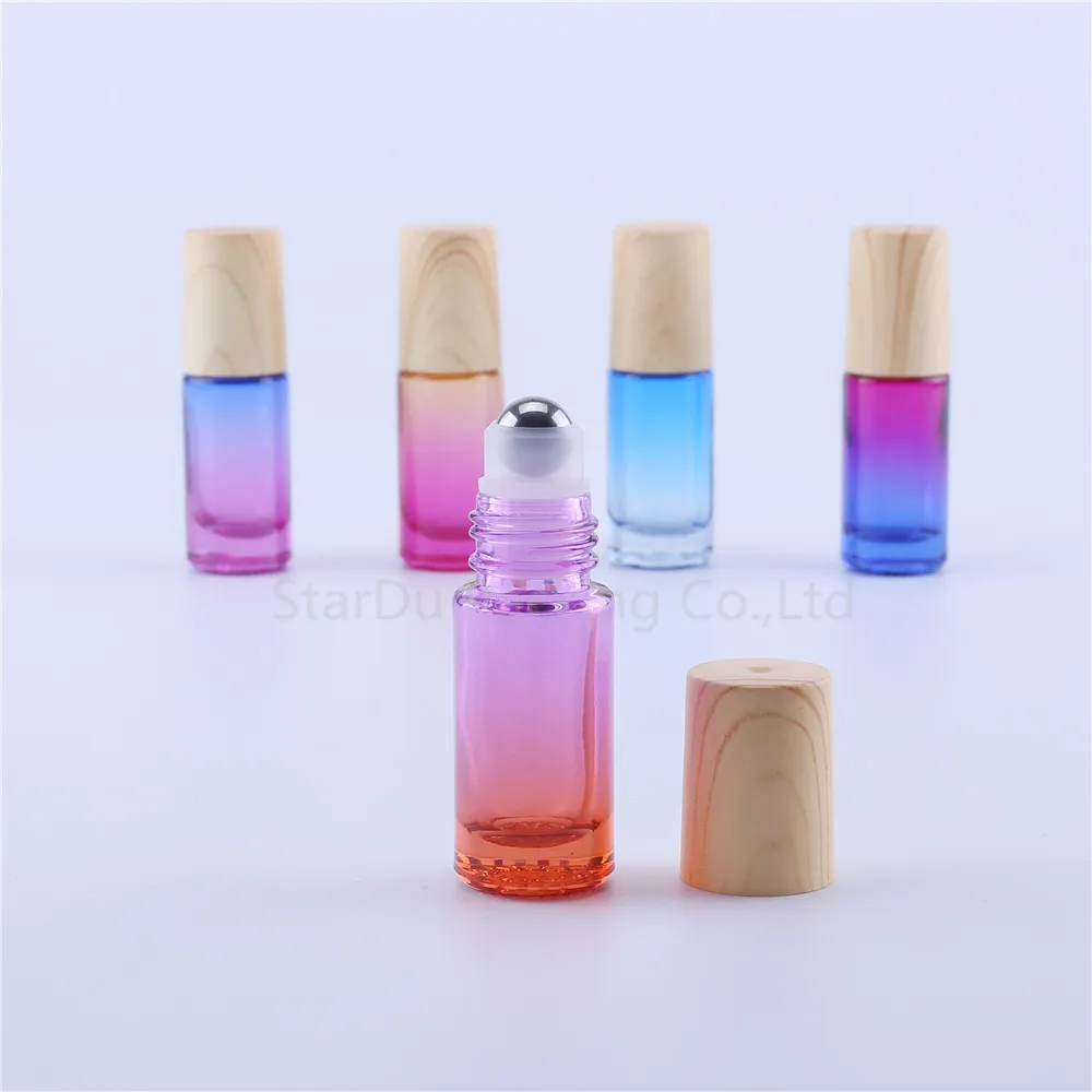 

5ml Gradation roll on perfume bottle, 5cc blue essential oil rollon bottle, small glass roller container 200pcs