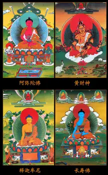 

Tibet hand-assembled lotus flower Dazhe Sakyamuni portrait Tangka Tibetan style home decoration mural length 90cm