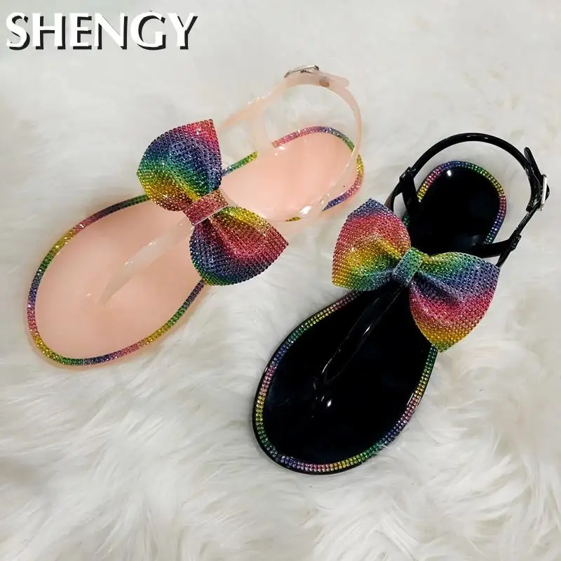 rainbow bow sandals