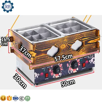 

Stainless steel basin with wooden frame 6/9/12 tanks oden making cooking machine with cover oden
