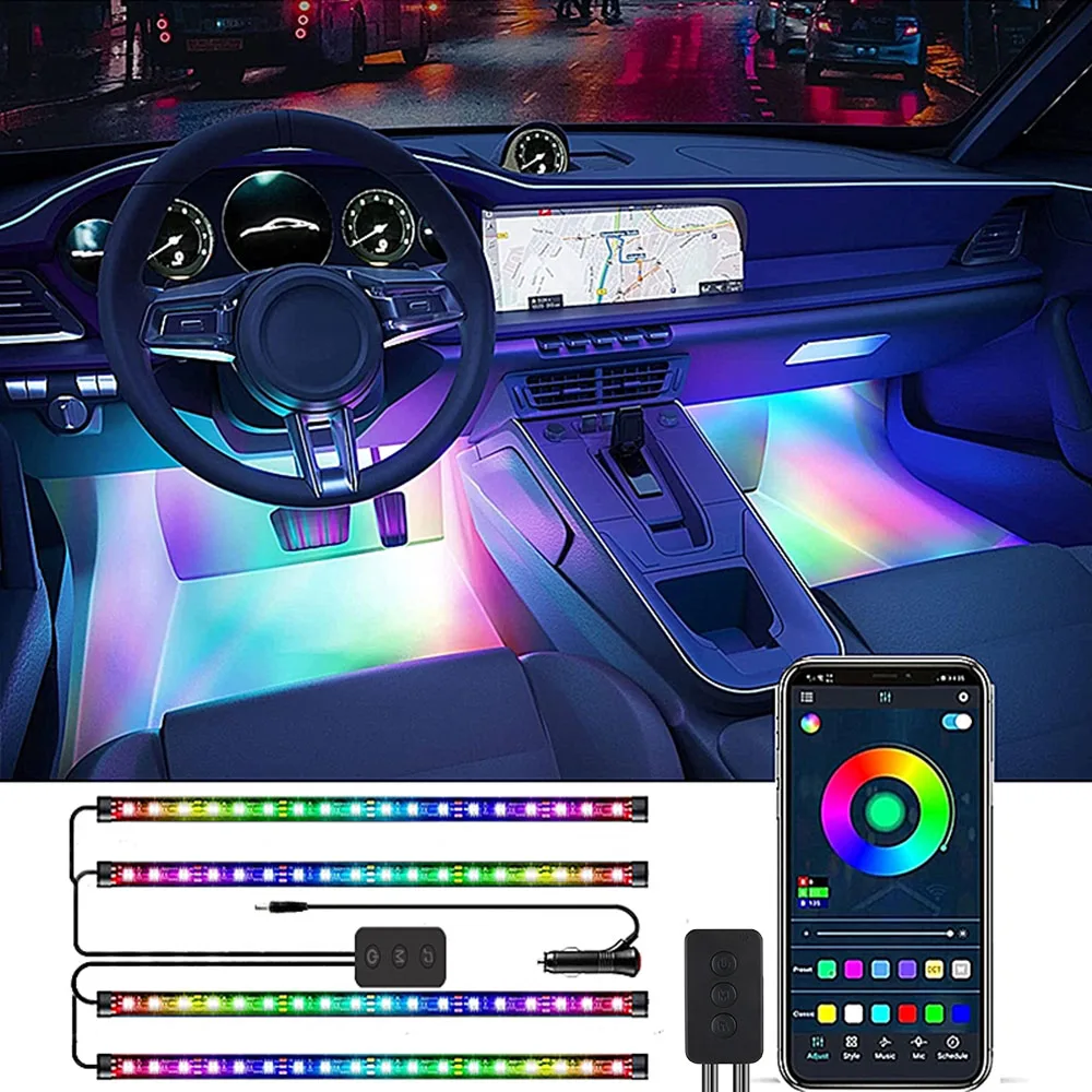 Светодиодная лента для салона автомобиля декоративная лампа RGB с управлением