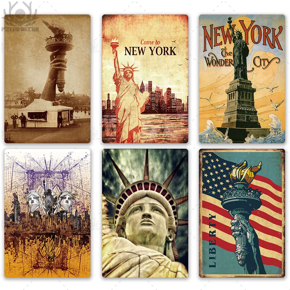 New York Vintage Metal Poster Plaque British Coffee Bar House Home Decorative Plate Wall Decor Tin Sign G5 | Дом и сад