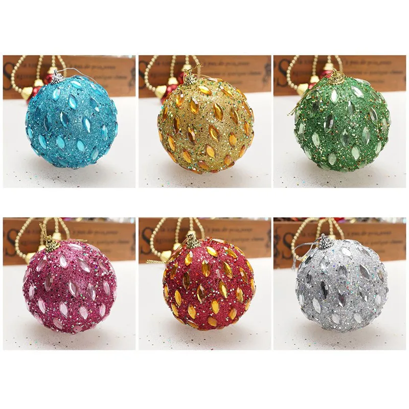 New Glitter Christmas Decorative Ball 8cm 1PC Christmas Balls For Christmas Tree Ornament Decoration Xmas Decoration Balls