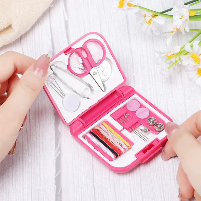 Pink Compact Travel Sewing Kit 