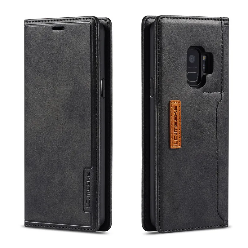 Черный Флип Магнитный кожаный бумажник чехол для телефона для samsung Galaxy S9Plus S10 lite S8 чехол для samsung Note10 Note9 противоударный чехол - Цвет: Черный