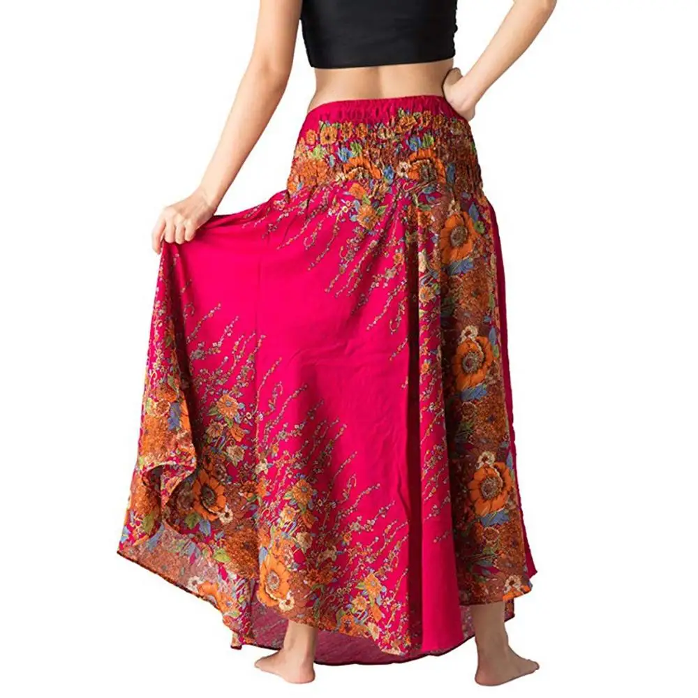 Пляжная Пышная юбка в этническом стиле Женская длинная в стиле хиппи бохо цыганские цветы эластичный Цветочный Пояс юбка Лидер продаж SS3M