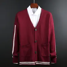 Новинка, модный брендовый свитер, мужской шерстяной кардиган, Приталенный джемпер, вязанный, высокое качество, Осенний корейский стиль, повседневная мужская одежда