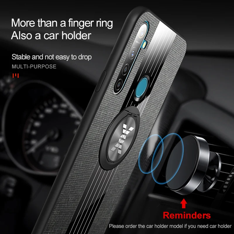 

Newest Cloth Cases For OPPO Rono 2 Realme Q Realme X Lite Rono Z Case Cover with Finger Ring Holder Car Magnetic Stand Bracket