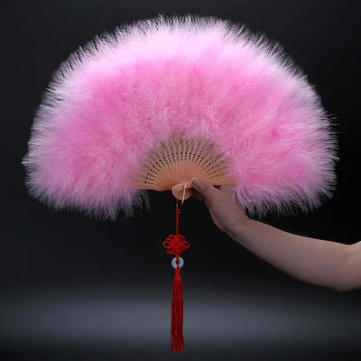 Pink Танцевальное перо, веер для рук, Cheongsam, подиум, перо, веер, Abanicos Para Boda Abanico De Mano, Рождественское украшение для дома, Leque - Цвет: Pink