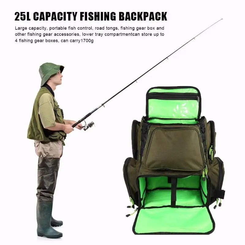 

25L Hot Sale Fishing Backpack Not Easy to Damage Multifunctional Fishing Backpack Large Capacity Outdoor Fishing Tackle Bag