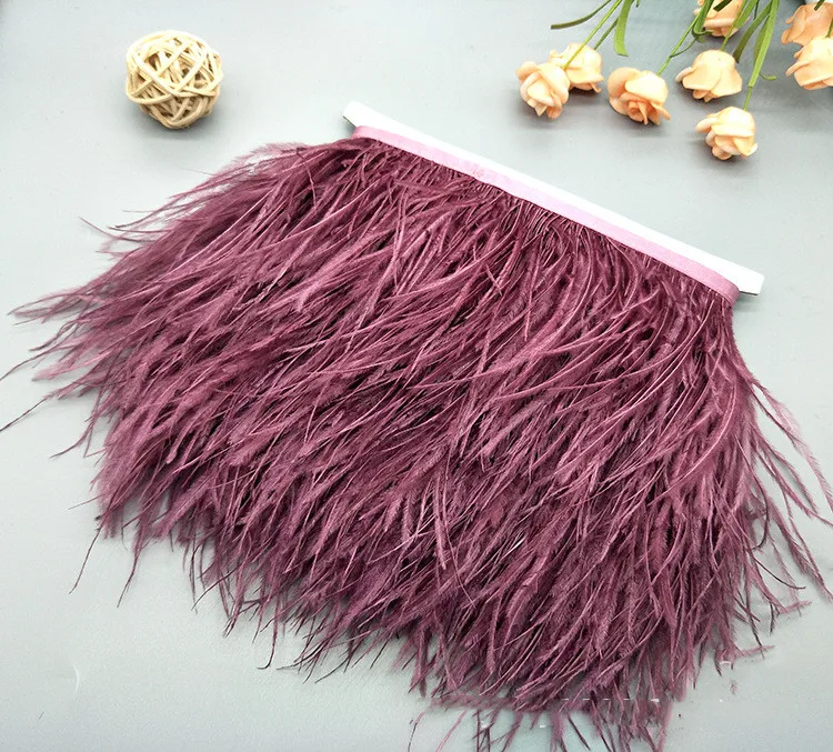 Lda62 Burgundy 1 ярд страуса в полоску крыло перо отделка 10-15 см DIY бахрома отделка платья одежда сделать вечерние Docoration - Цвет: Lda62 Burgundy