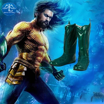 

MANLUYUNXIAO Justice League Cosplay Boots Arthur Curry Aquaman Halloween Costume for Men Faux Leather Shoes