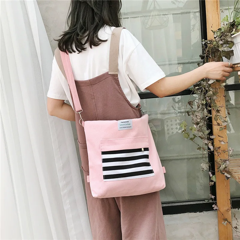 

2019 New Style Casual Canvas Stripes Pattern Handbag Women's Multi Purpose Large-Volume Trend WOMEN'S Bag Bag Shoulder Bag