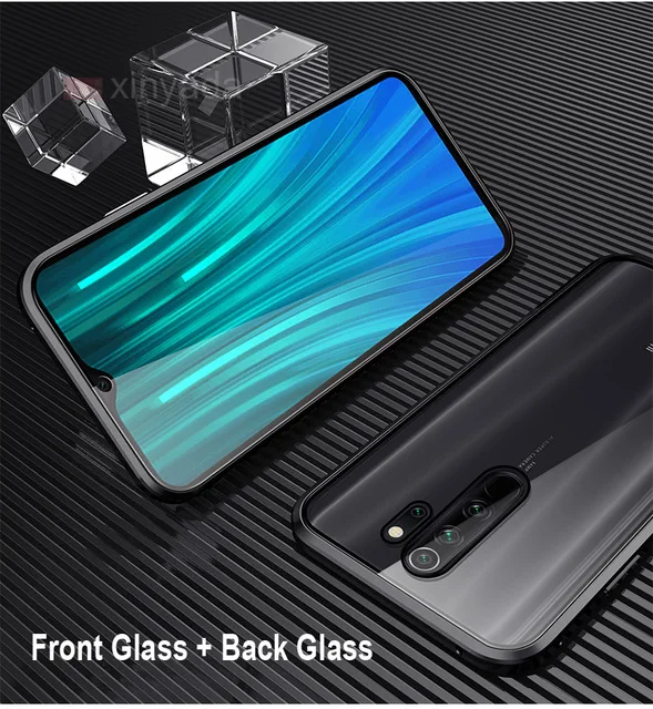 360 Полный Магнитный чехол для Xiaomi Redmi Note 8 pro note8 pro 360 Защитный чехол из закаленного стекла для Xiaomi Redmi Note 8 pro Чехол - Цвет: Black