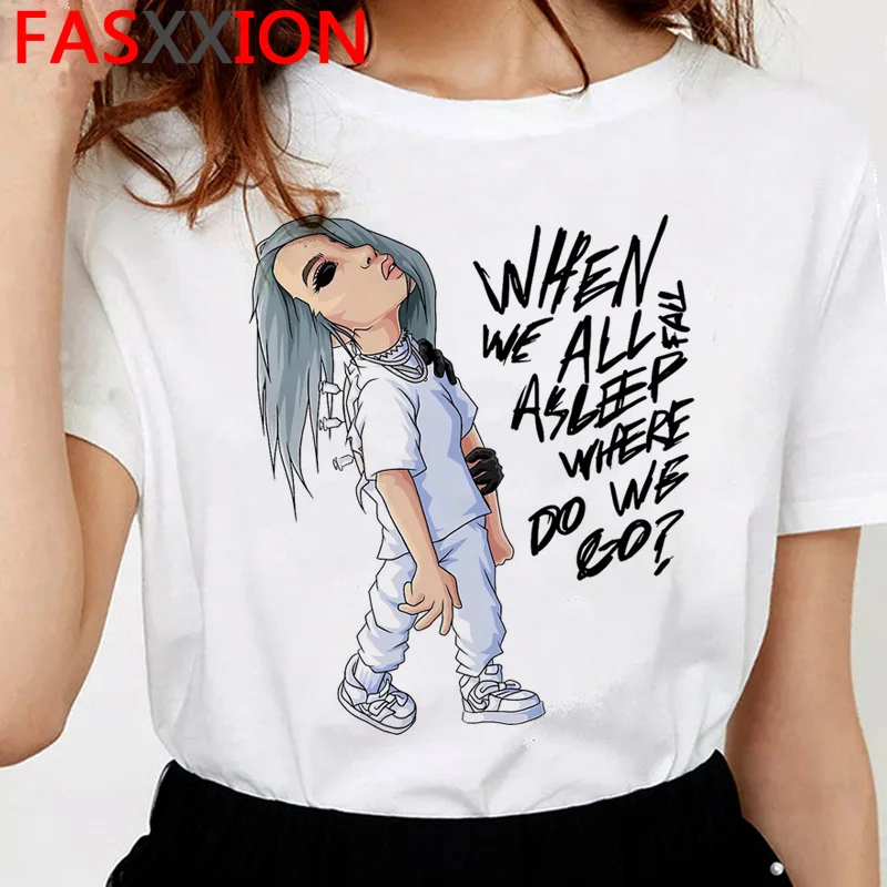 Billie eilish футболка женская мода Топ хип-хоп Футболка harajuku Эстетическая ulzzang 90s футболка kawaii забавная женская с коротким рукавом